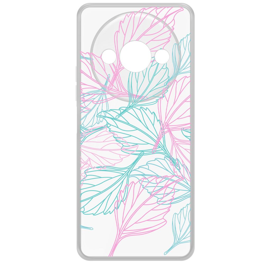 

Чехол-накладка Krutoff Clear Case Листья паттерн для Xiaomi Poco C61, Прозрачный