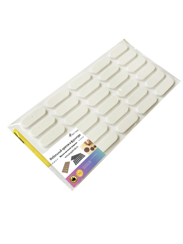 Самоклеящиеся антиударные накладки, 21х8мм, 30шт, Амортизатор овальный белый