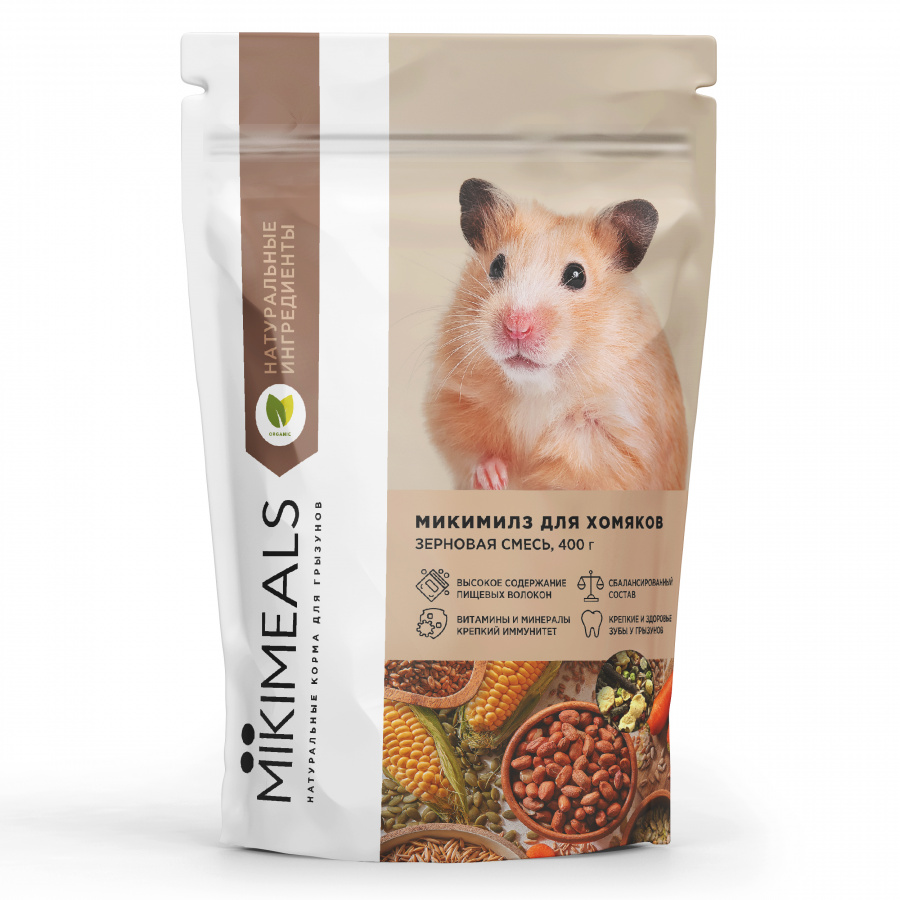 

Сухой корм для хомяков MIKIMEALS зерновая смесь, 400 г