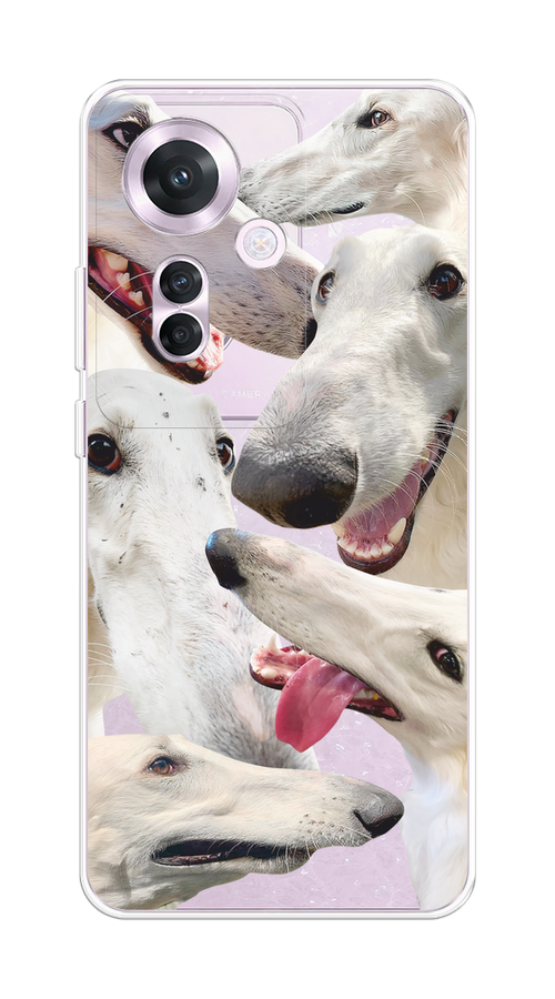 

Чехол на Oppo Reno 11F "Собака с длинным носом", Белый;бежевый;розовый, 2516650-1