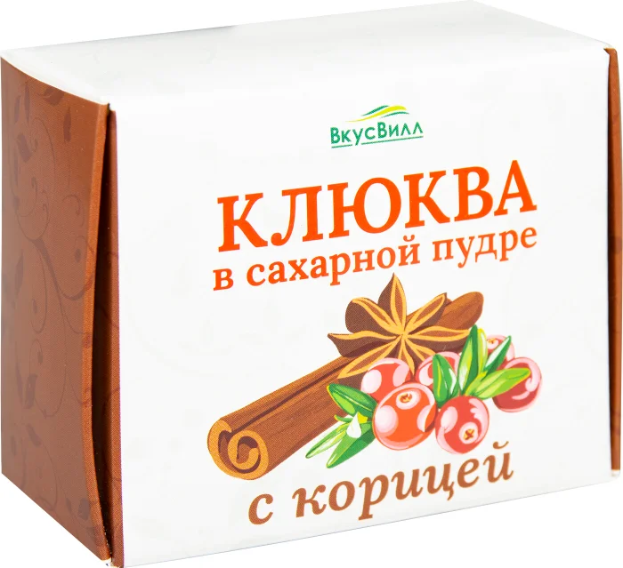

Конфеты фруктовые ВкусВилл клюква в сахарной пудре с кардамоном и корицей 100 г