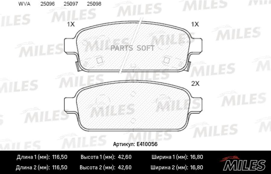 

Колодки тормозные задние (без датчика) (Смесь Low-Metallic) (CHEVROLET CRUZE MILES E410056