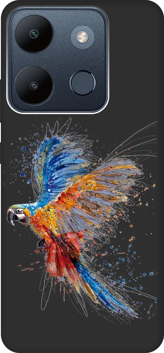 

Чехол на Infinix Smart 7/Tecno Spark Go 2023/Pop 7 Pro "Colorful Parrot" черный, Черный;красный, 158852