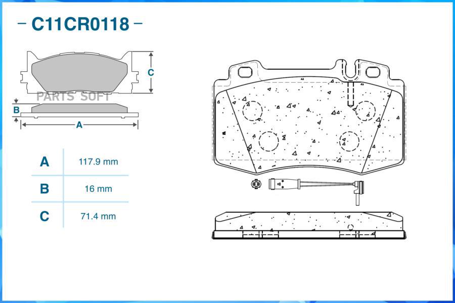 

Тормозные колодки CWORKS передние Low Metallic C11Cr0118