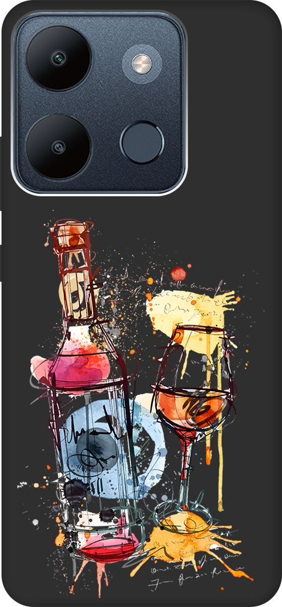 

Чехол на Infinix Smart 7/Tecno Spark Go 2023/Pop 7 Pro "Aquarelle Wine" черный, Черный;голубой, 158852