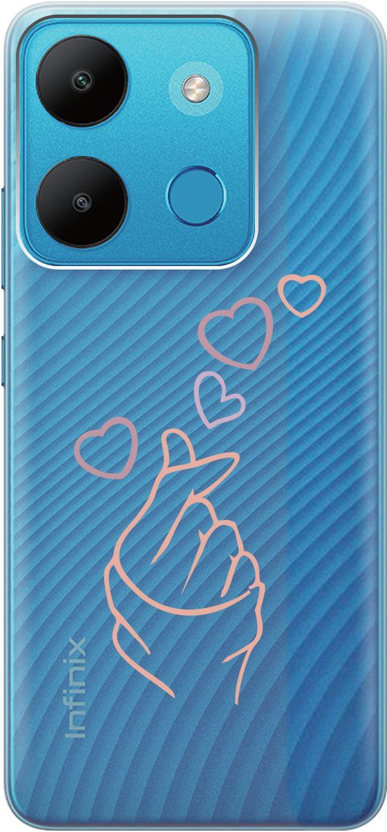 

Чехол на Infinix Smart 7/Tecno Spark Go 2023/Pop 7/Pop 7 Pro "K-Heart" прозрачный, Прозрачный;розовый, 158851