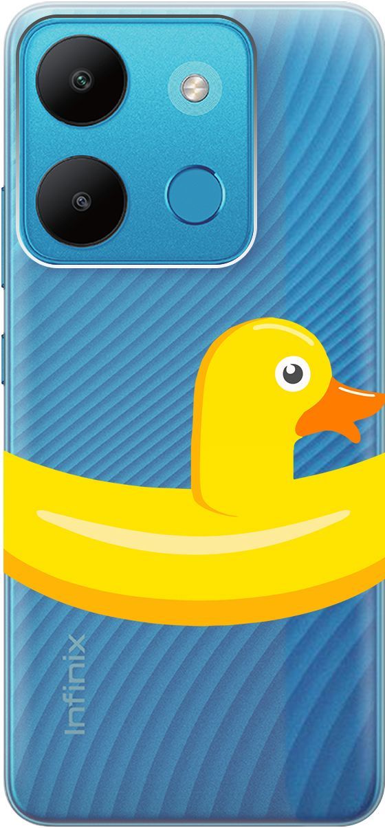 

Чехол на Infinix Smart 7/Tecno Spark Go 2023/Pop 7 Pro "Duck Swim Ring" прозрачный, Прозрачный;белый, 158850