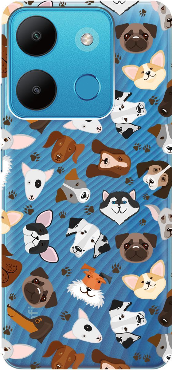 

Чехол на Infinix Smart 7/Tecno Spark Go 2023/Pop 7 Pro "Dogs Pattern" прозрачный, Прозрачный;коричневый, 158850