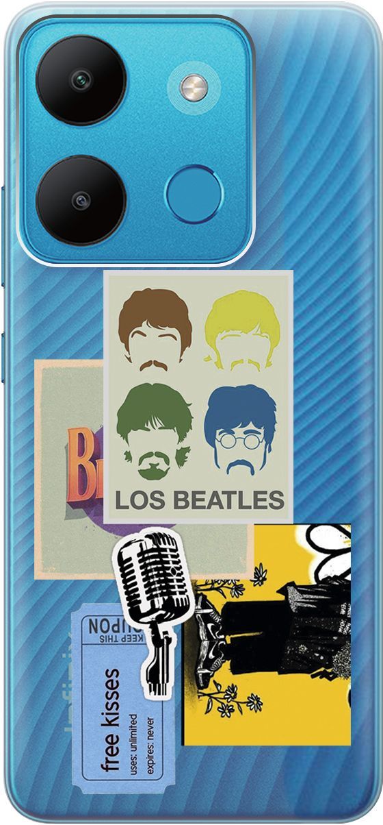 

Чехол на Infinix Smart 7/Tecno Spark Go 2023/Pop 7 Pro "Beatles Stickers" прозрачный, Прозрачный;бежевый, 158850