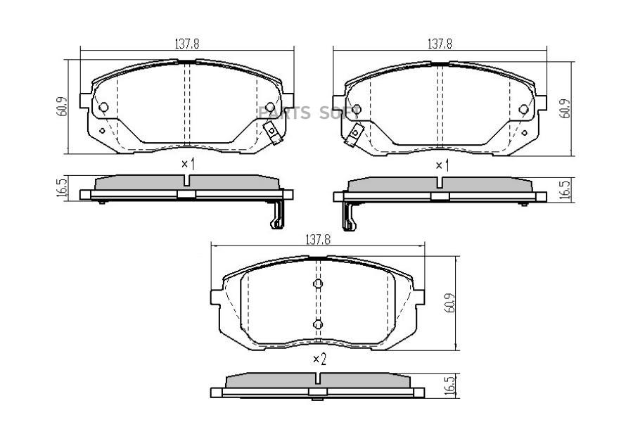 

Колодка торм. передняя Hyundai ix35 10->, Kia Sportage 10-> (4WD, 16' диск) BARNETT