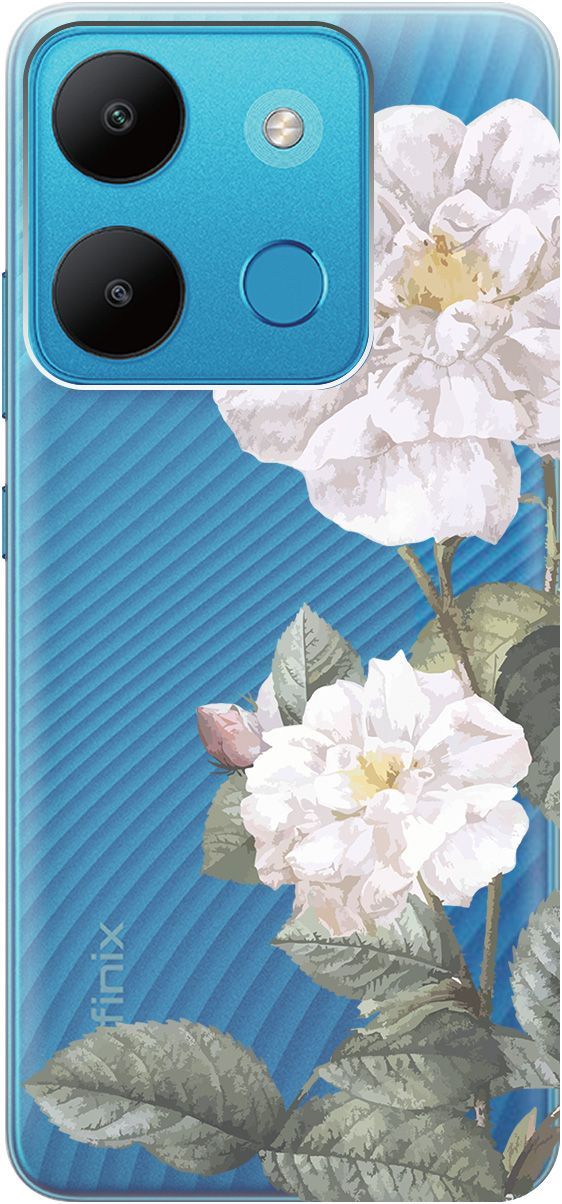 

Чехол на Infinix Smart 7/Tecno Spark Go 2023/Pop 7/Pop 7 Pro "White Rose" прозрачный, Прозрачный;черный, 158850