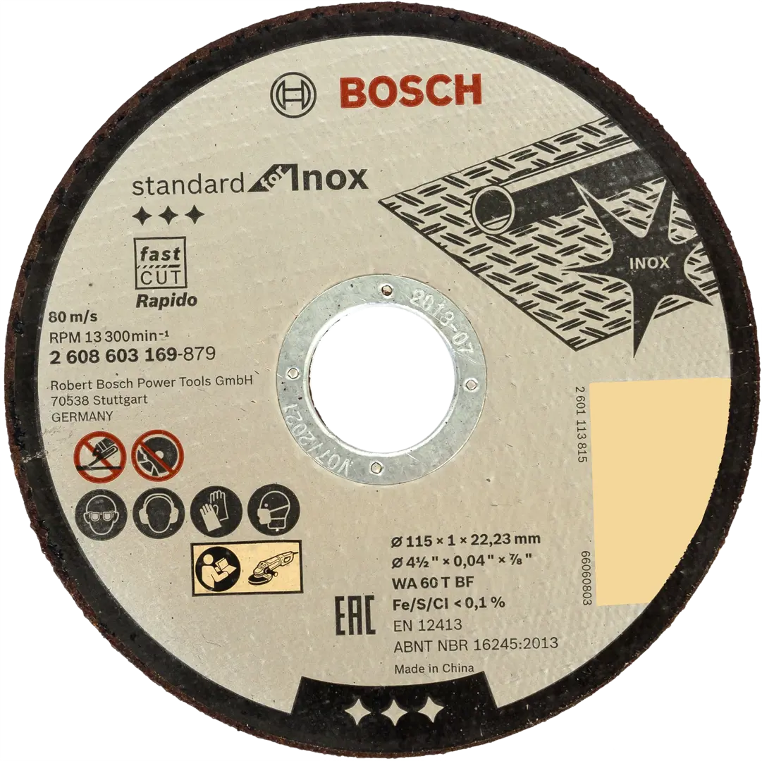 Диск отрезной по нержавеющей стали Bosch 2608603169 115x22.2x1 мм пильный диск по дереву для торцовочных пил bosch