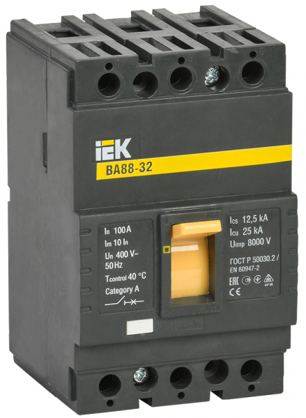 IEK Автоматический выключатель ВА88-32 3Р 100А 25кА расширенные выводы для ва88 43 tdm