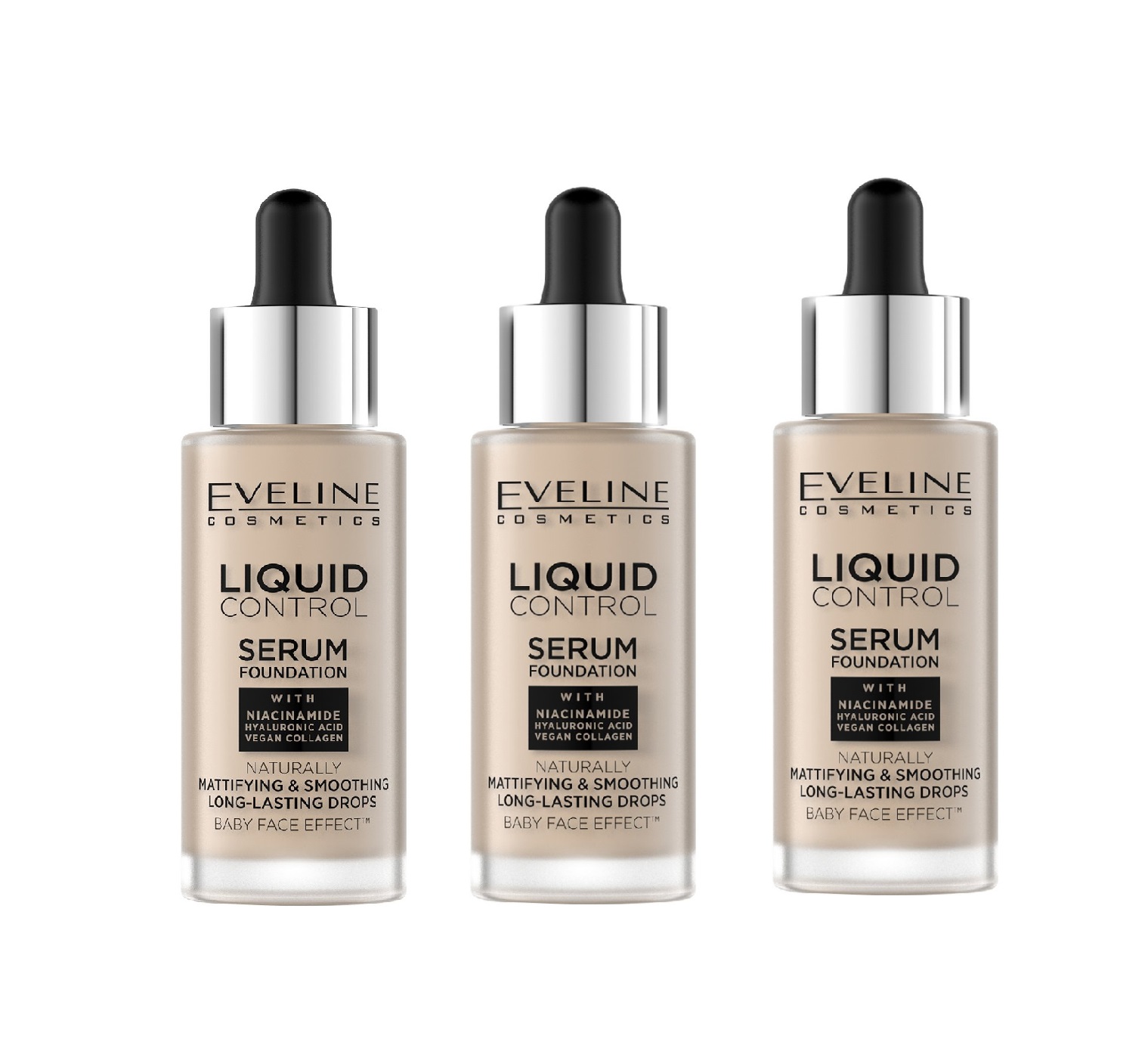 Крем тональный для лица Eveline Cosmetics Liquid Control тон 10 32 мл 3 шт