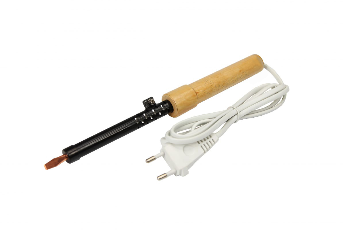 фото Паяльник электрический с деревянной ручкой, 80 вт magtrade