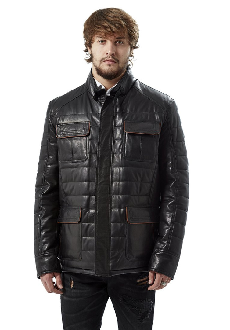 фото Кожаная куртка мужская hodore h35-kai черная 2xl (товары доставляются из-за рубежа)