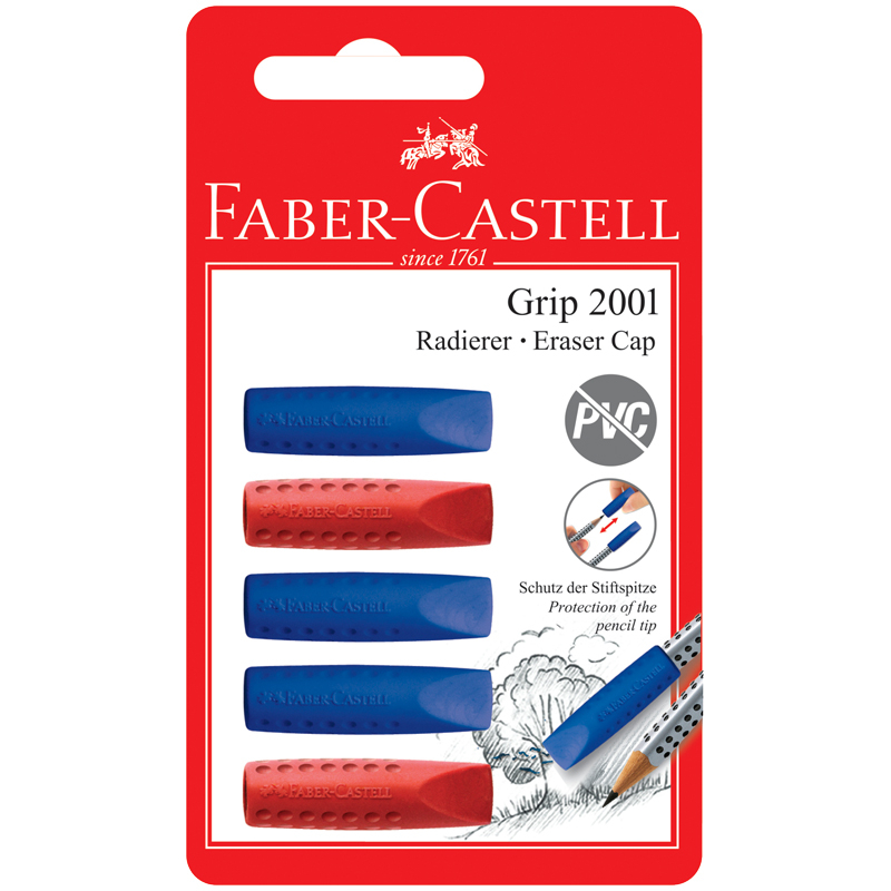 

Набор ластиков-колпачков Faber-Castell Grip 2001 5 шт, трехгранный