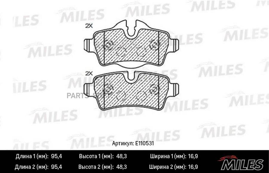 

Колодки Тормозные Mini Cooper 06-/One/Clubman 07- Задние Semimetallic Miles E110531