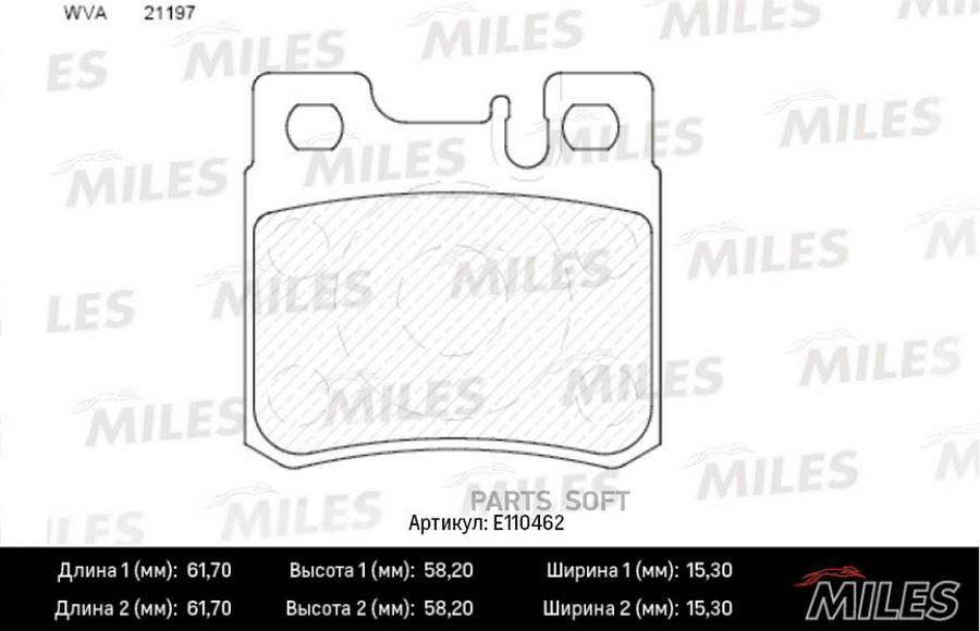 

Колодки тормозные MERCEDES W210/W202/W124/W201/R129/R170/A208 зад. SemiMetal MILES E110462