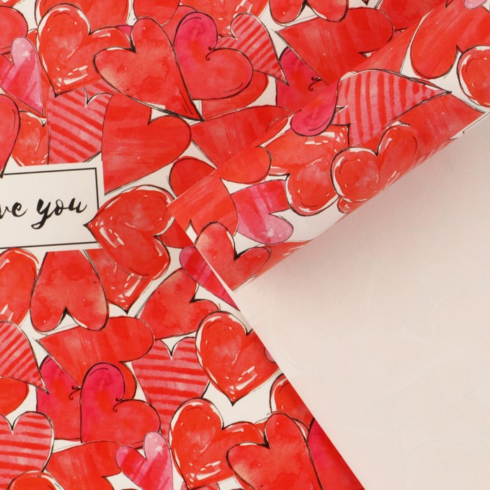 

Бумага упаковочная глянцевая Love, 70 x 100 см (10 шт.), Красный