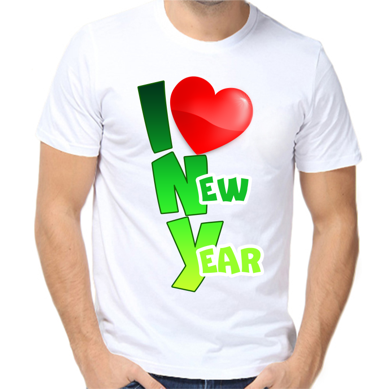 

Футболка мужская белая 58 р-р новогодняя i love new year, Белый, fm_i_love_new_year