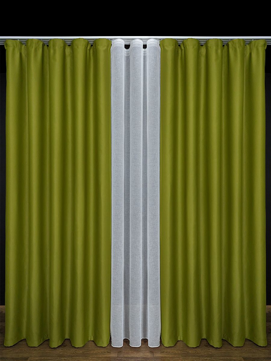 

Комплект штор A&H 300x250 см на шторной ленте, 2 шт, BLACK-2