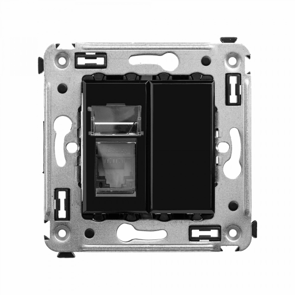 фото Dkc avanti черный квадрат компьютерная розетка rj-45 один категория 5e