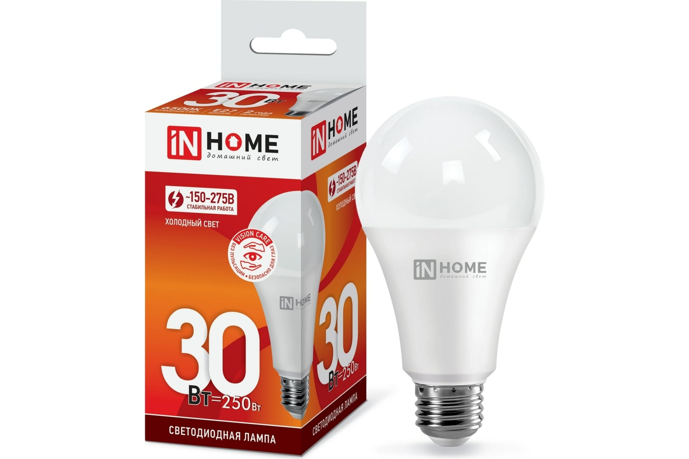 фото In home лампа сд led-a70-vc 30вт 230в е27 6500к 2700лм 4690612024165