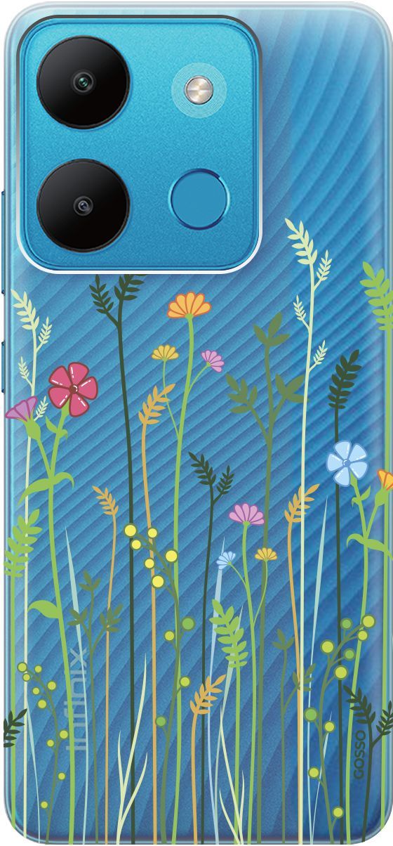 

Чехол на Infinix Smart 7/Tecno Spark Go 2023/Pop 7 Pro "Flowers and Fern" прозрачный, Прозрачный;желтый, 158849