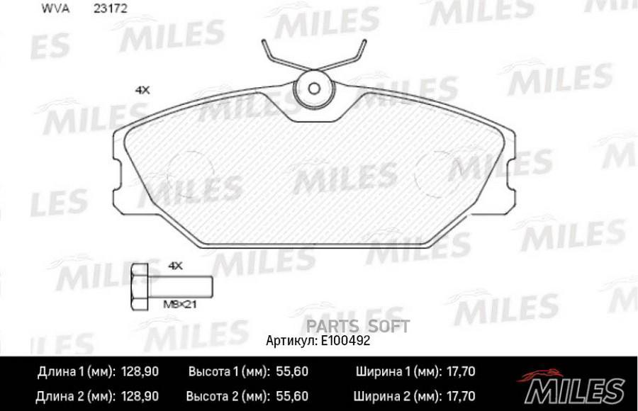 

Колодки тормозные RENAULT LAGUNA 95 03/MEGANE I 1.6/2.0/1.9D передн.SemiMeta MILES E100492