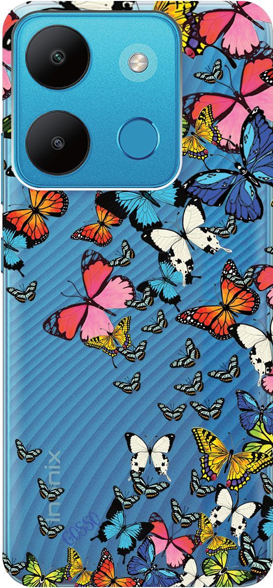 

Чехол на Infinix Smart 7/Tecno Spark Go 2023/Pop 7 Pro "Magic Butterflies" прозрачный, Прозрачный;желтый, 158849