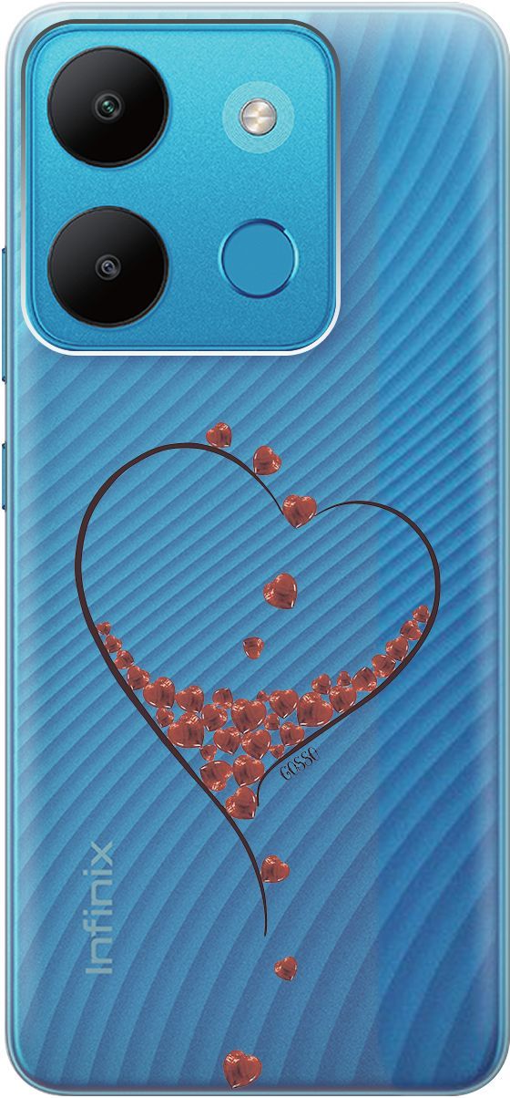 

Чехол на Infinix Smart 7/Tecno Spark Go 2023/Pop 7 Pro "Little hearts" прозрачный, Прозрачный;черный, 158849