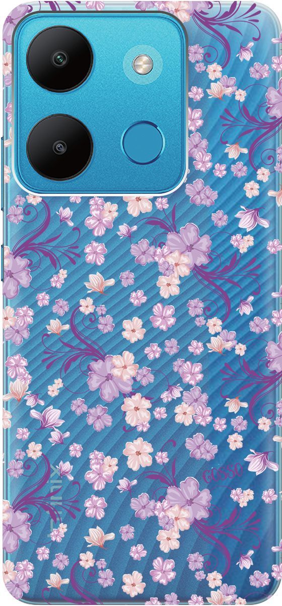 

Чехол на Infinix Smart 7/Tecno Spark Go 2023/Pop 7 Pro "Lilac Flowers" прозрачный, Прозрачный;фиолетовый, 158849