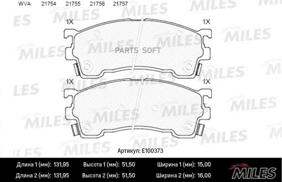 

Колодки тормозные MAZDA 323/626/PREMACY 92- передние SemiMetallic MILES E100373