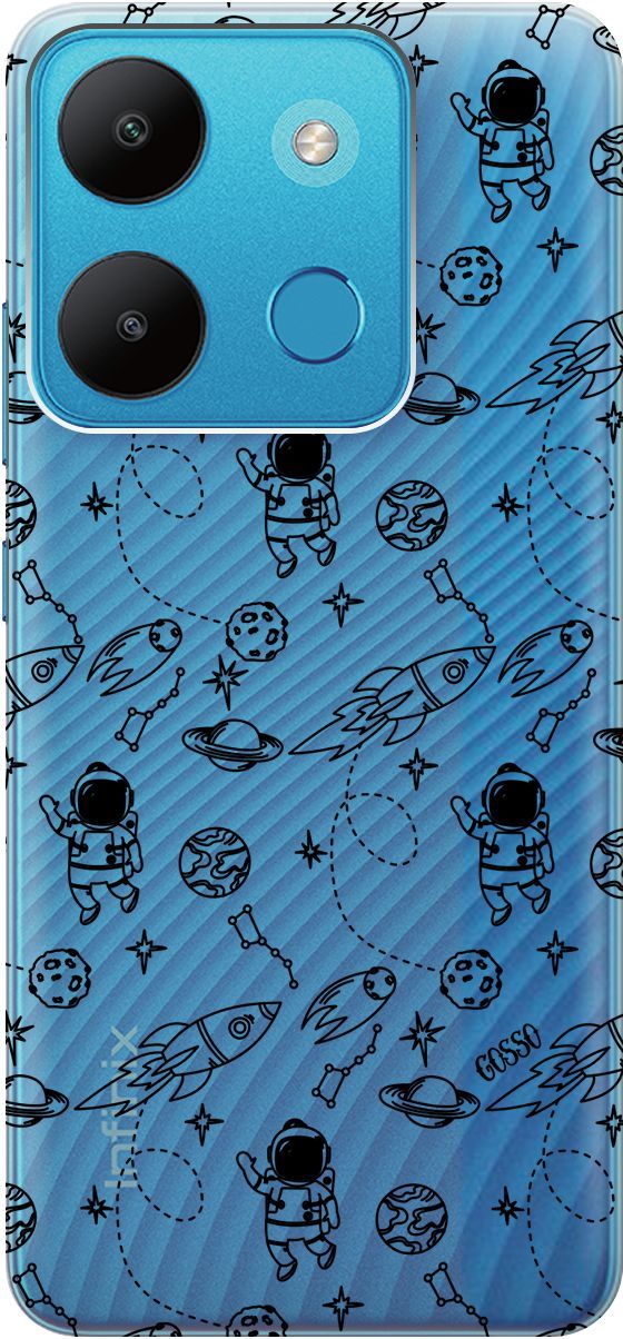

Чехол на Infinix Smart 7/Tecno Spark Go 2023/Pop 7/Pop 7 Pro "Space" прозрачный, Прозрачный;черный, 158849