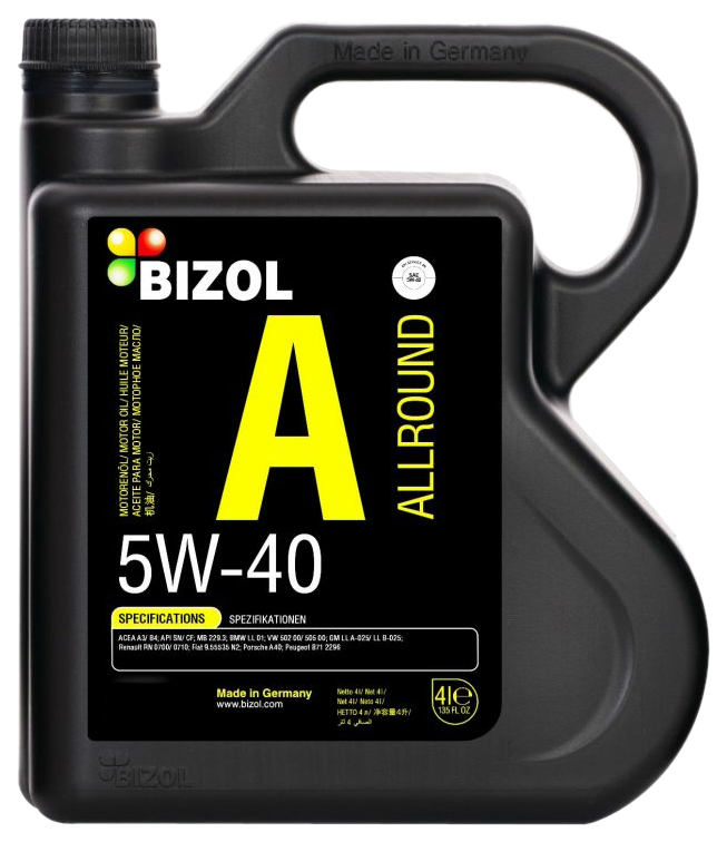 Моторное масло BIZOL Allround 5W40 4л