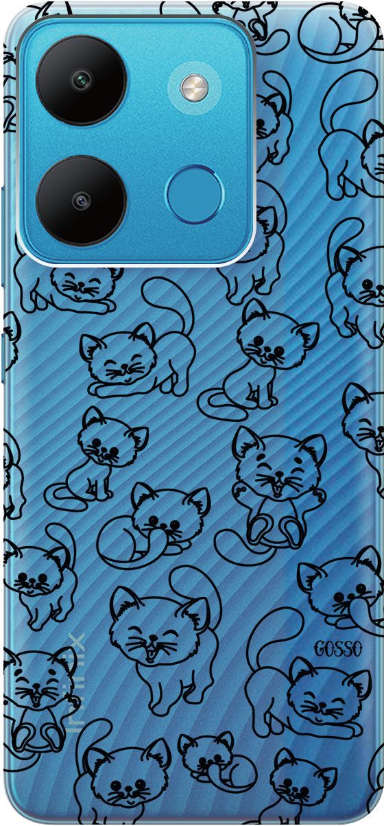 

Чехол на Infinix Smart 7/Tecno Spark Go 2023/Pop 7 Pro "Cute Kitties" прозрачный, Прозрачный;черный, 158849