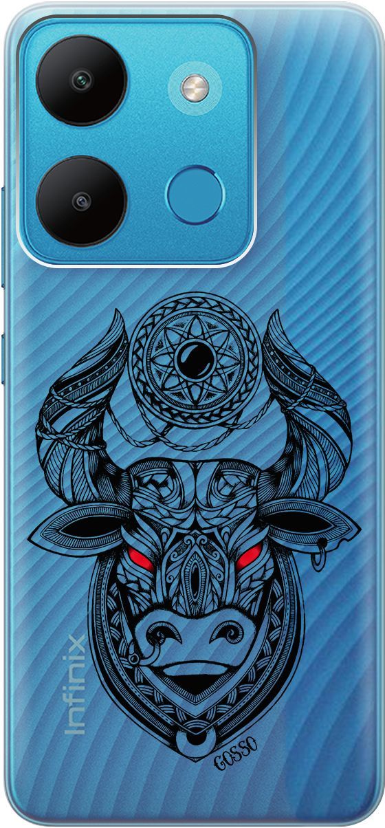 

Чехол на Infinix Smart 7/Tecno Spark Go 2023/Pop 7/Pop 7 Pro "Grand Bull" прозрачный, Прозрачный;красный, 158849