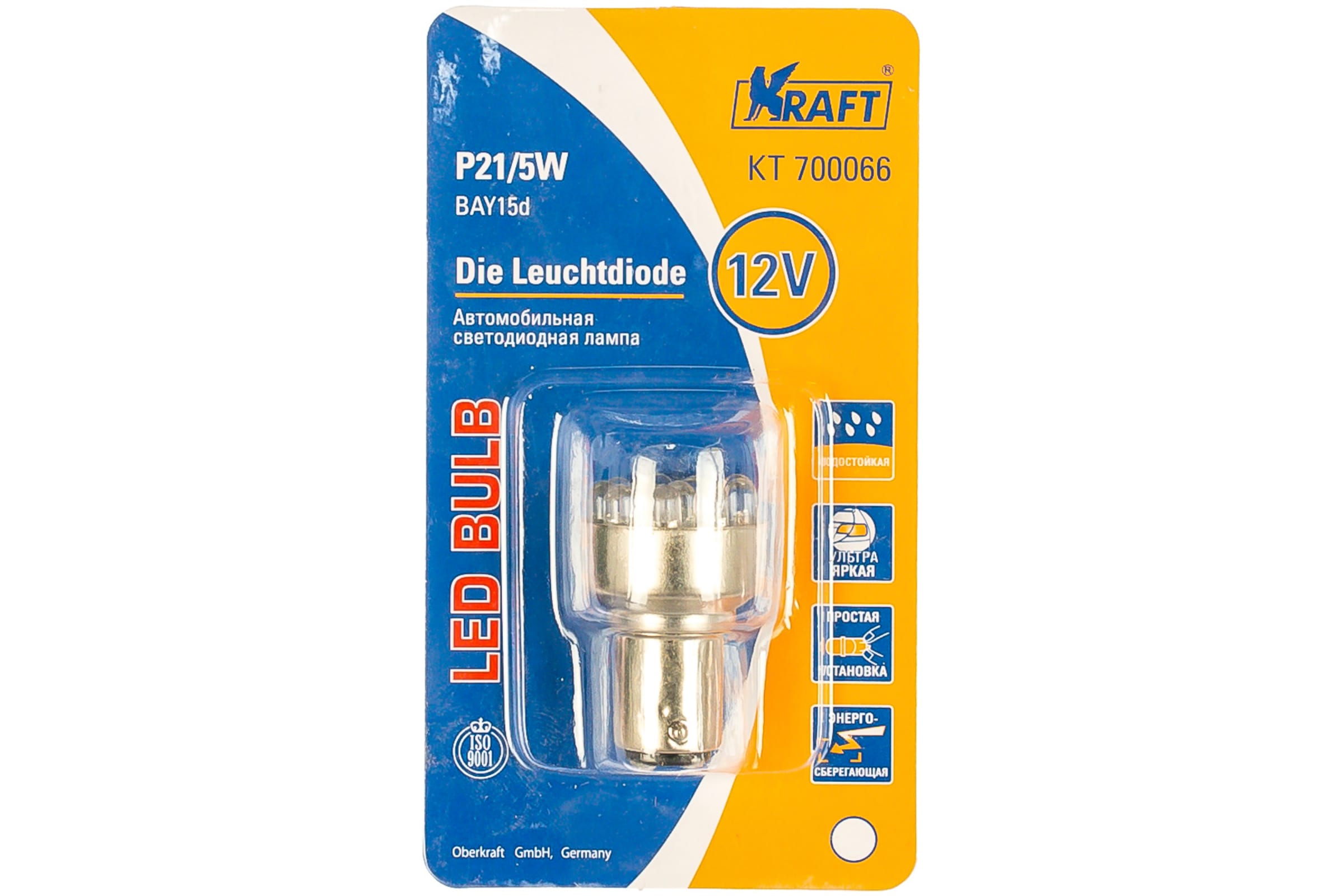 KRAFT Светодиодная лампа P21/5W BAY15d 12/24v White 12 LEDs KT 700066