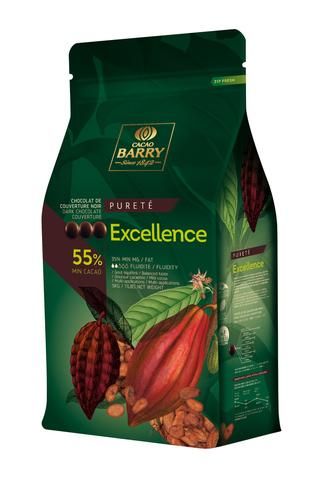 фото Темный шоколад кувертюр cacao barry excellence 55%, 5 кг