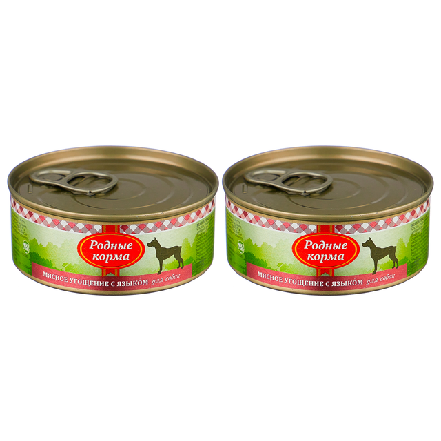 

Консервы для собак Родные корма Мясное угощение, язык, 2 шт по 100 г, Мясное угощение