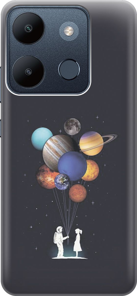 

Чехол на Infinix Smart 7/Tecno Spark Go 2023/Pop 7/Pop 7 Pro "Космический подарок", Белый;голубой, 158835
