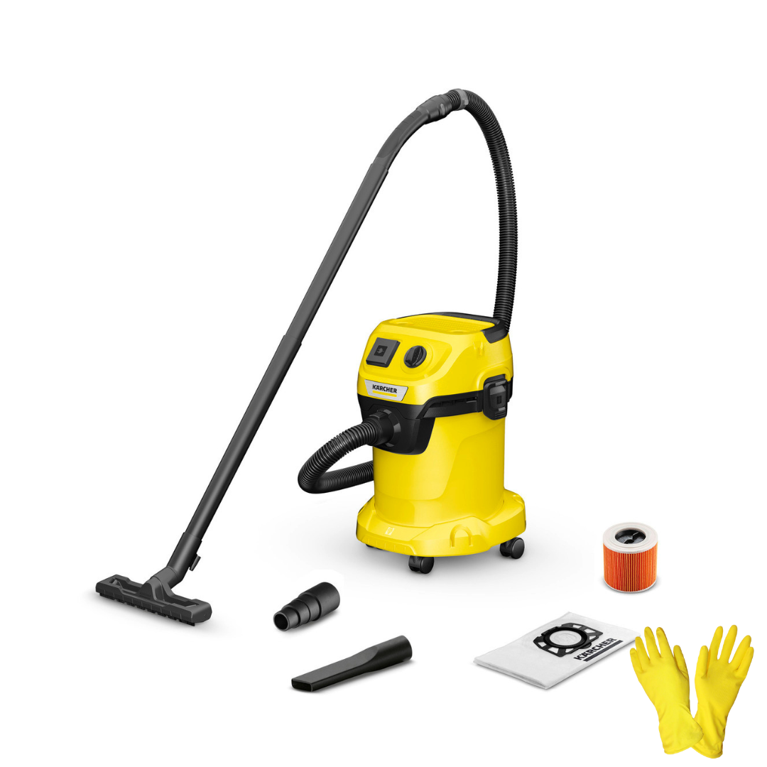 Пылесос с розеткой Karcher WD 3 P V-17/4/20 1.628-170.1+латексные перчатки