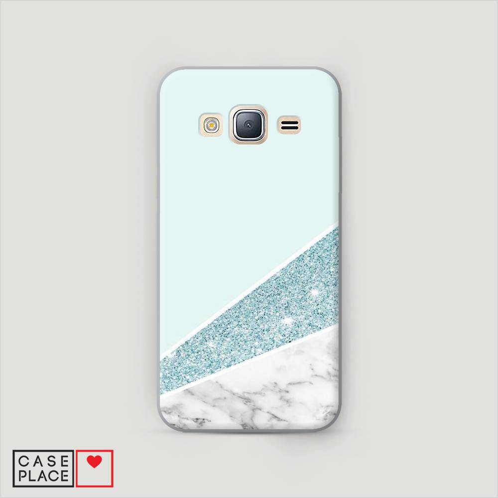 фото Чехол awog "мрамор с голубыми блестками" для samsung galaxy j3 2016