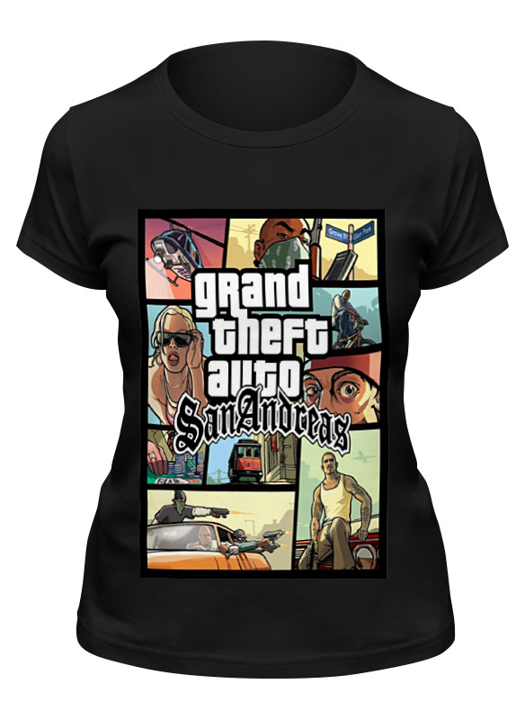 

Футболка женская Printio Grand theft auto san andreas черная L, Черный, Grand theft auto san andreas