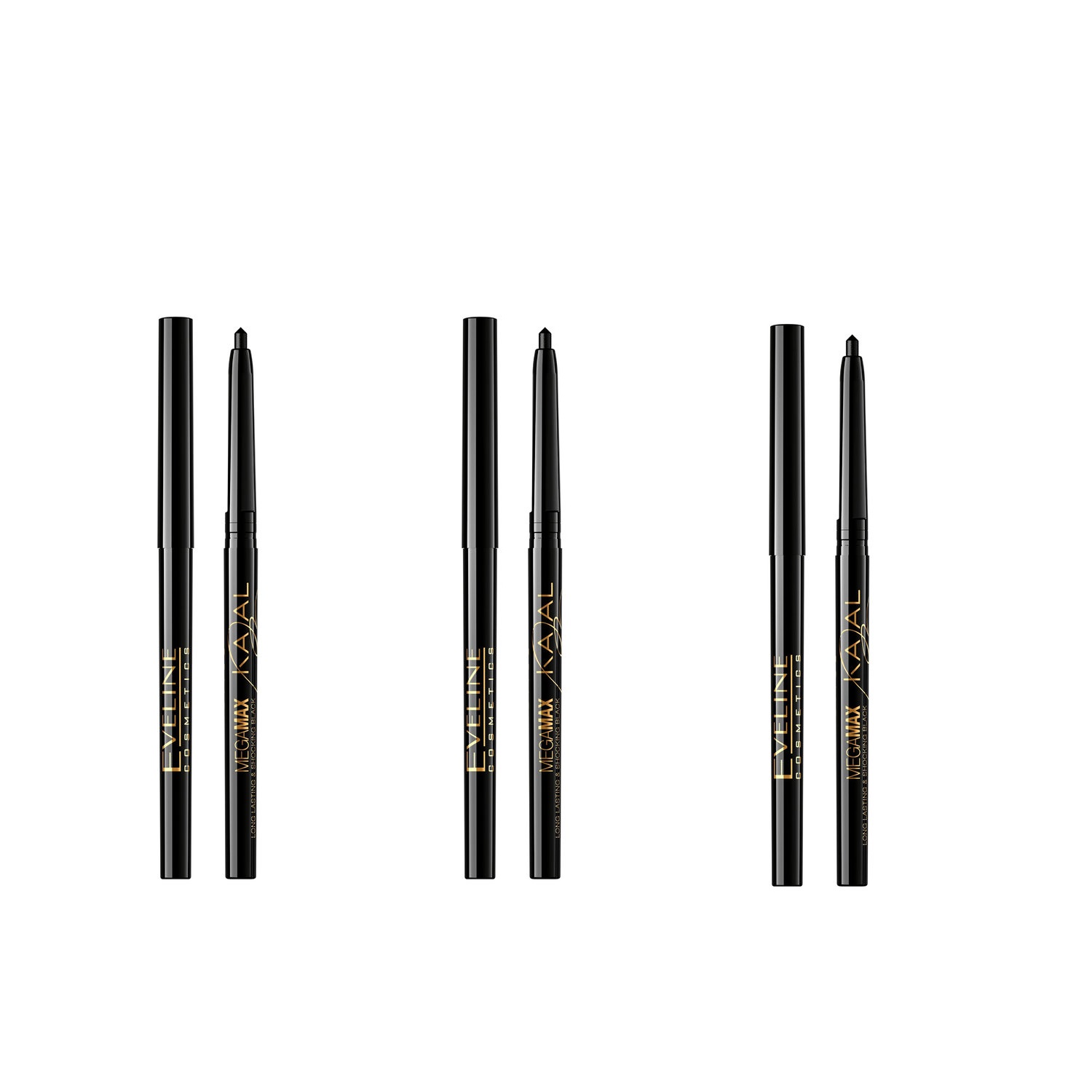 

Карандаш для глаз Eveline Cosmetics Автоматический Mega Max Kajal черный 3 шт, Mega Max Kajal