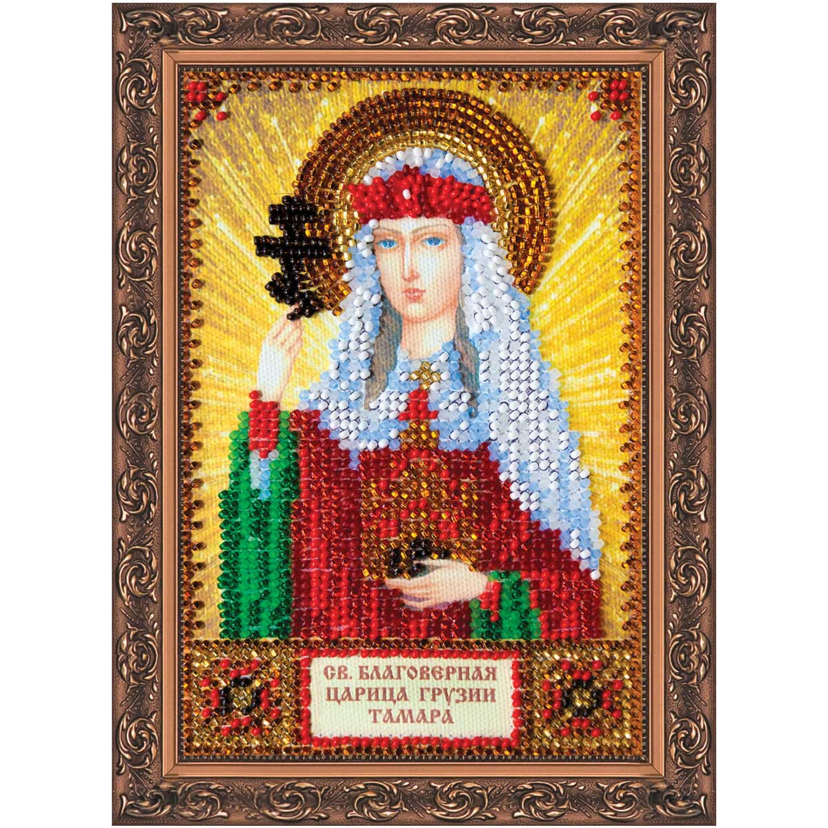 

ААМ-064 Набор для вышивки бисером на холсте 'Святая Тамара' 10*15см