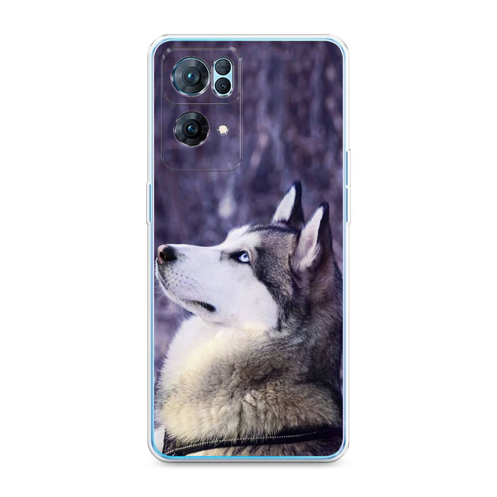 

Чехол на Oppo Reno 7 Pro "Хаски 1", Фиолетовый;белый, 258250-1