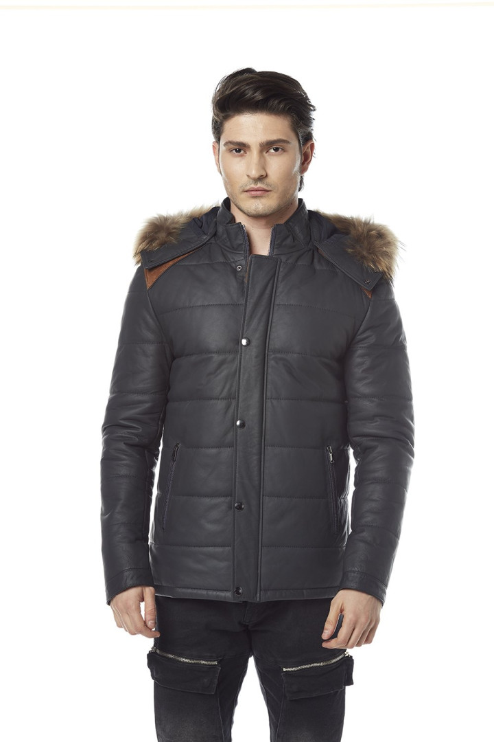 

Кожаная куртка мужская Hodore H35-1195 синяя S (товары доставляются из-за рубежа), Синий, H35-1195