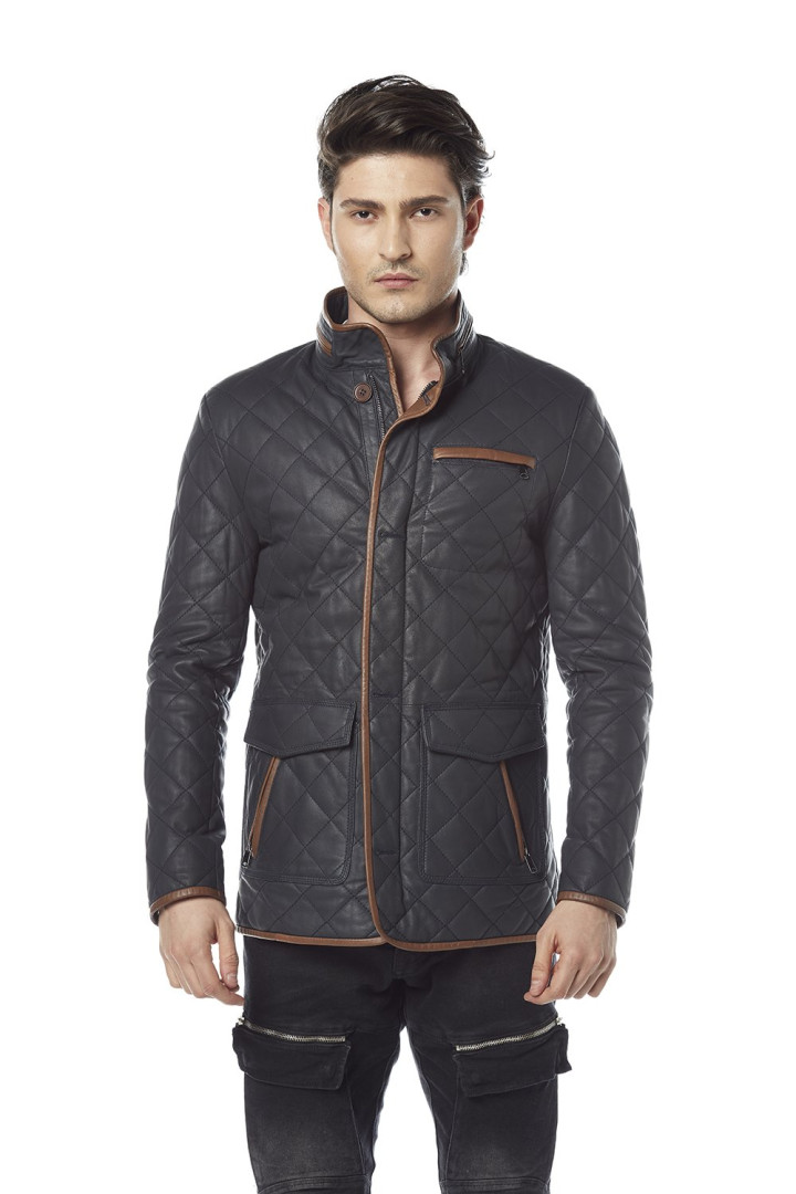 

Кожаная куртка мужская Hodore H35-1179 синяя 3XL (товары доставляются из-за рубежа), H35-1179